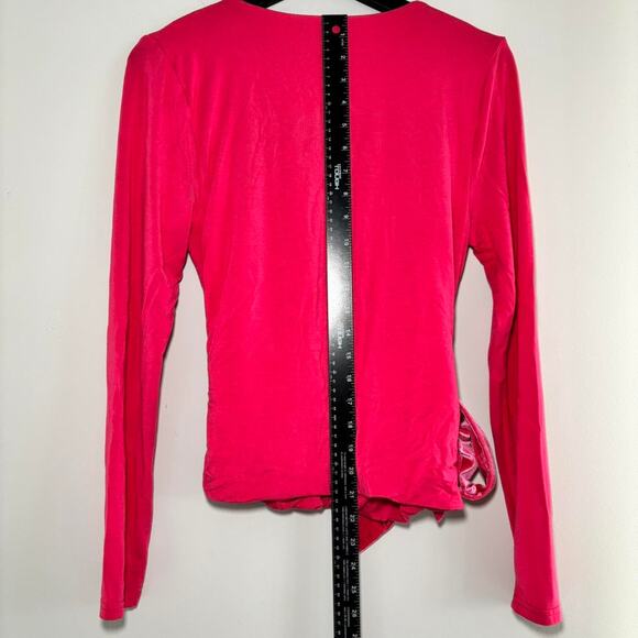 J. Crew Pink Velvet Wrap Top Tie Waist Size Medium - Picture 4 of 5